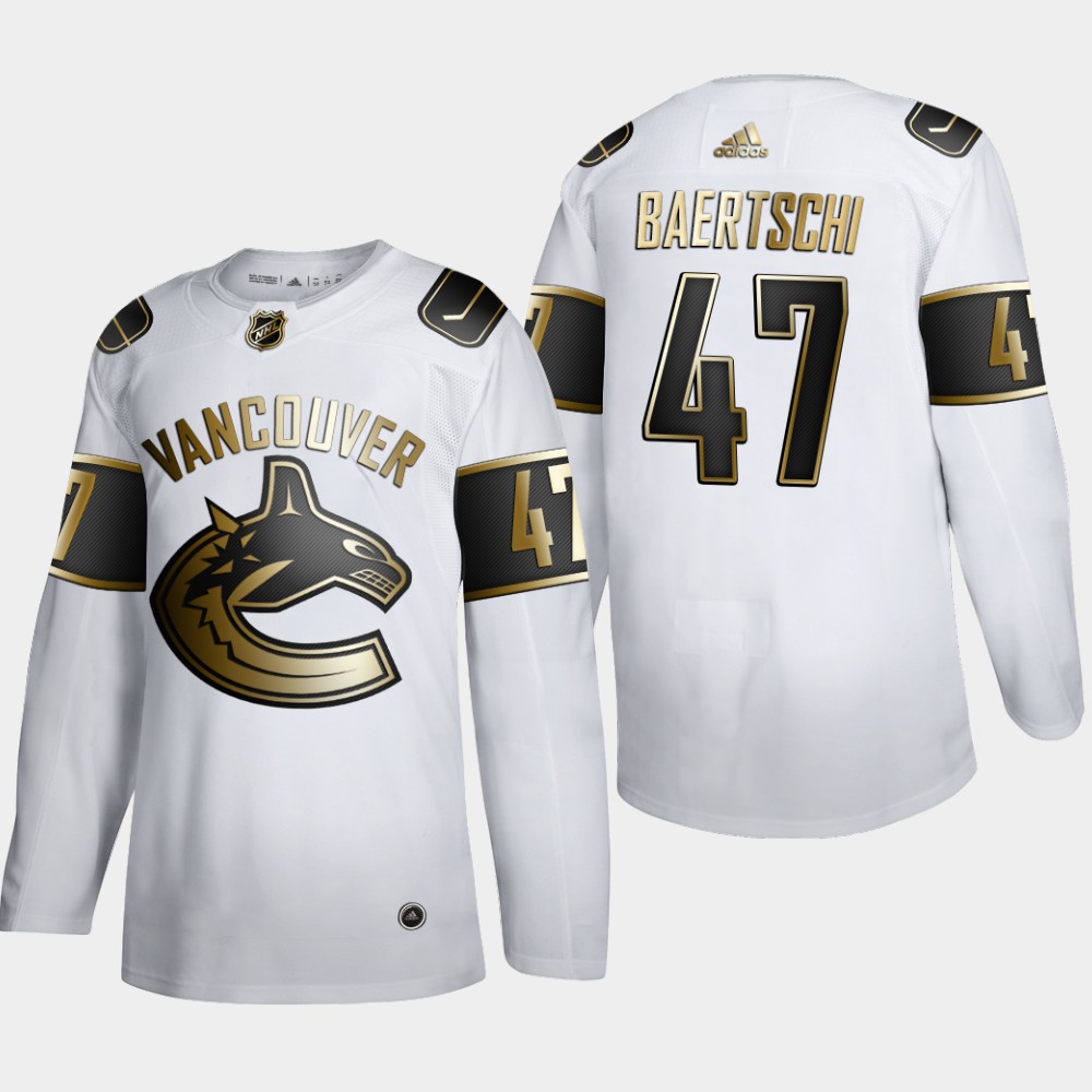 Men Vancouver Canucks #47 Sven Baertschi  Adidas White Golden Edition Limited Stitched NHL Jersey